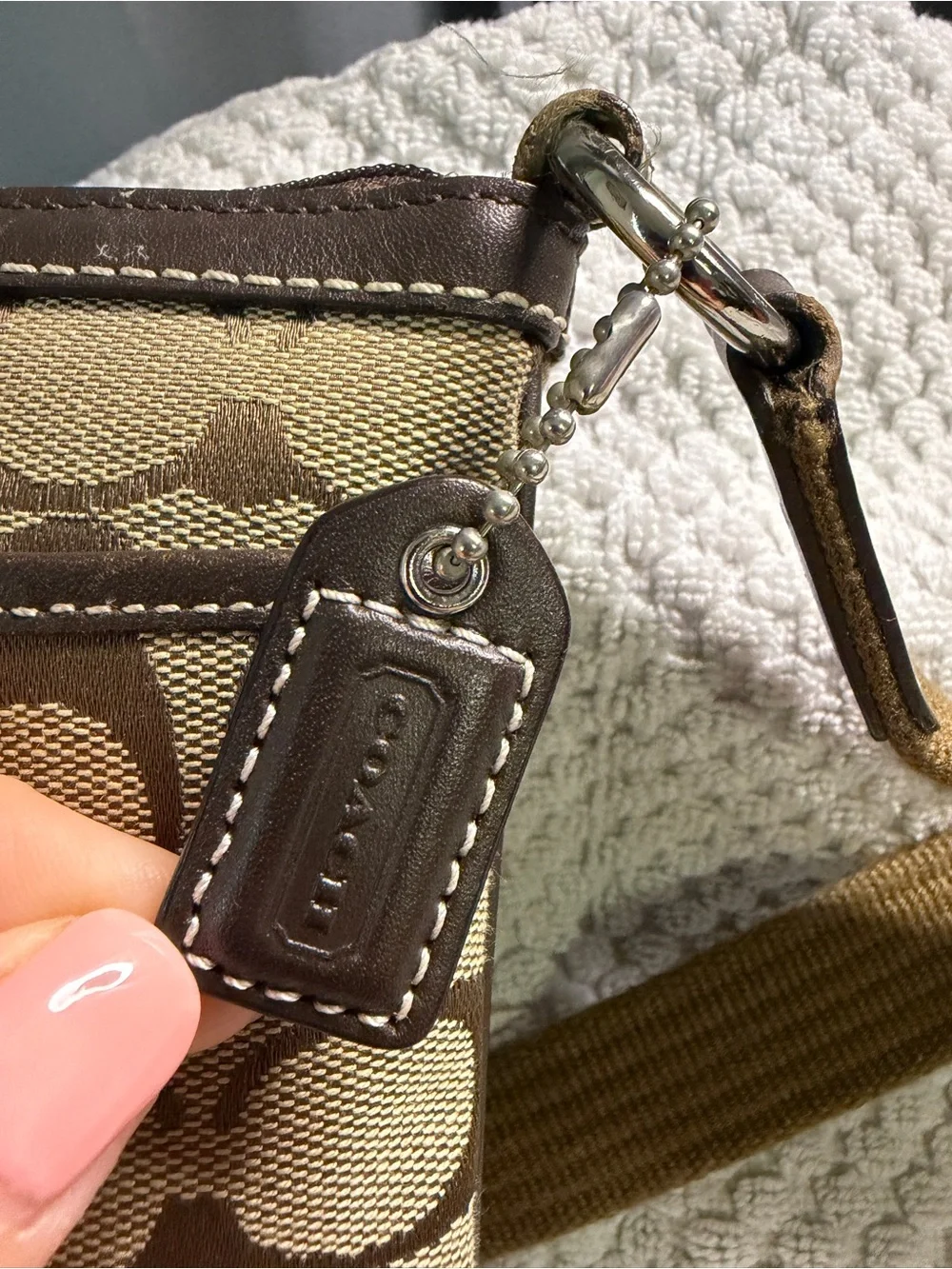 Coach Signature Canvas Messenger Bag in Tan and Brown